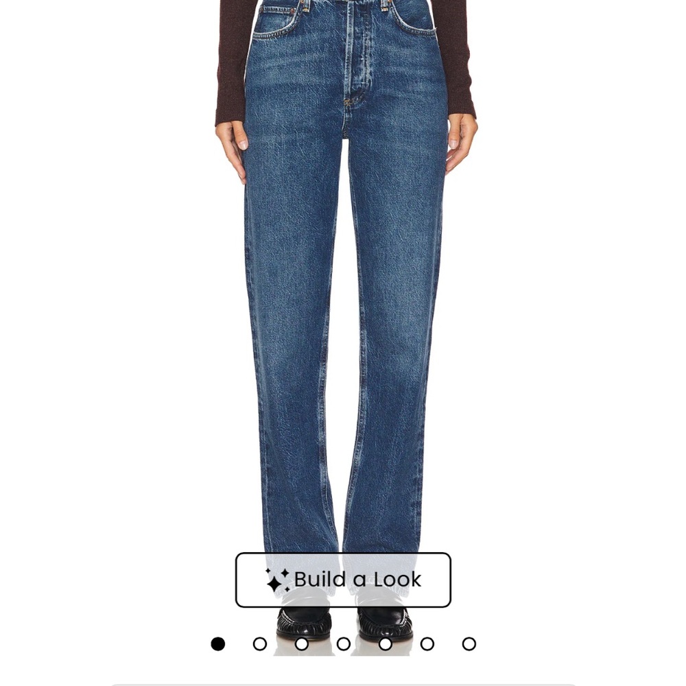 Agolde 90s pinch waist straight leg jeans in Dark Blue Wash
